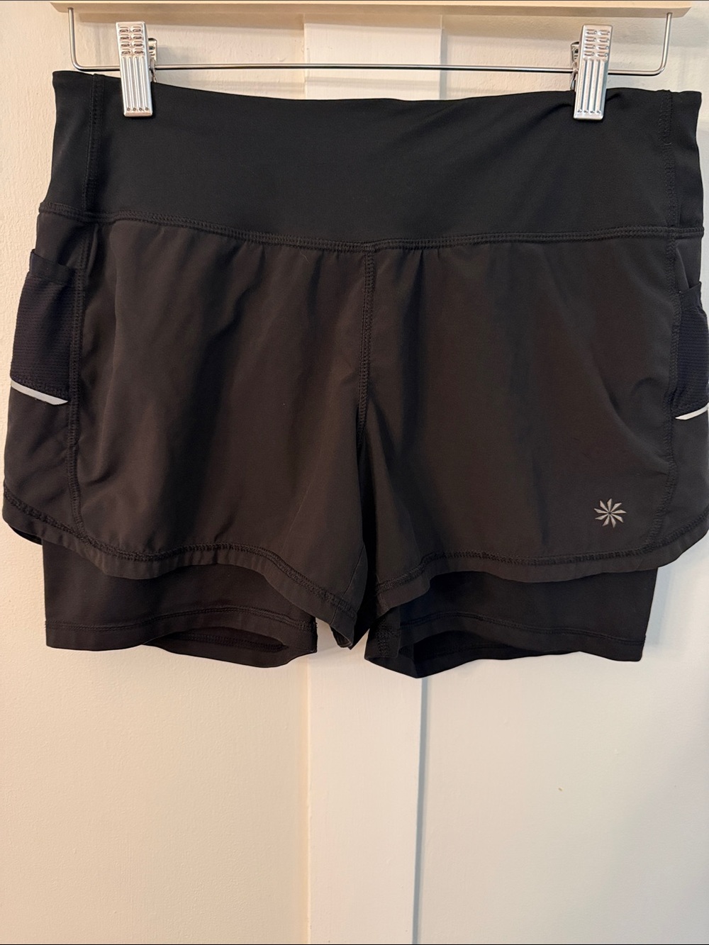 Athleta Ready Set Go 2-in-1 Running Shorts - Black, Size S athletic , running